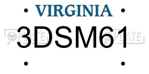 3DSM61 Virginia License Plate