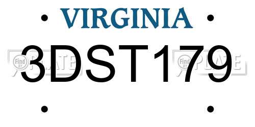 3DST179 Virginia License Plate