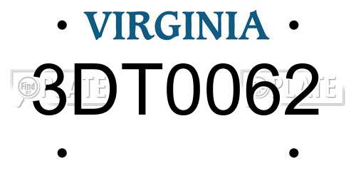 3DT0062 Virginia License Plate