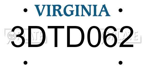 3DTD062 Virginia License Plate