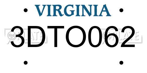 3DTO062 Virginia License Plate