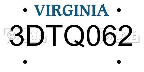 3DTQ062 Virginia License Plate