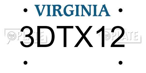 3DTX12 Virginia License Plate