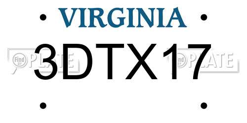 3DTX17 Virginia License Plate