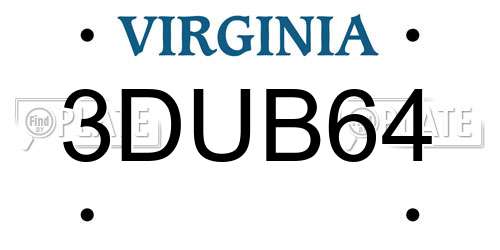 3DUB64 Virginia License Plate