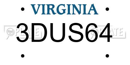 3DUS64 Virginia License Plate