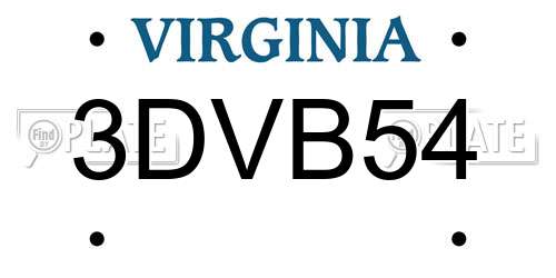 3DVB54 Virginia License Plate
