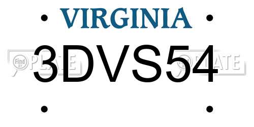 3DVS54 Virginia License Plate