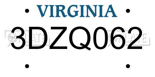 3DZQ062 Virginia License Plate