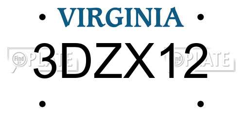 3DZX12 Virginia License Plate