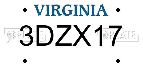 3DZX17 Virginia License Plate