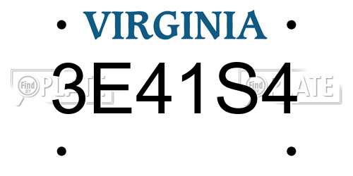3E41S4 Virginia License Plate