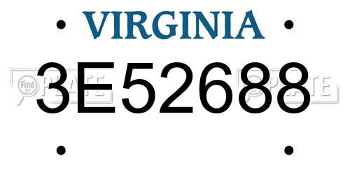 3E52688 Virginia License Plate