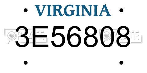 3E56808 Virginia License Plate