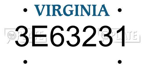 3E63231 Virginia License Plate