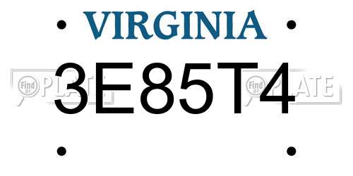 3E85T4 Virginia License Plate