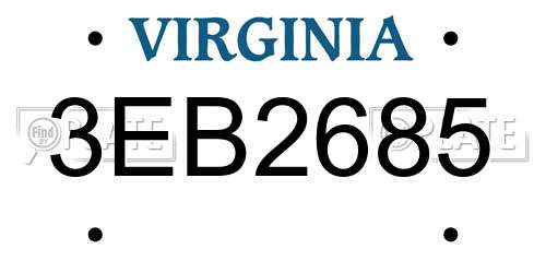 3EB2685 Virginia License Plate