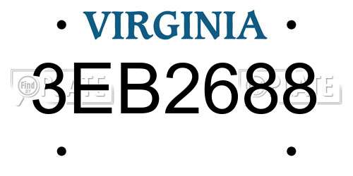 3EB2688 Virginia License Plate