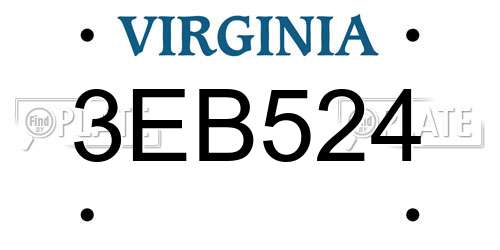3EB524 Virginia License Plate