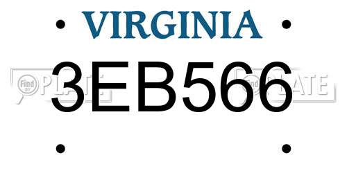 3EB566 Virginia License Plate