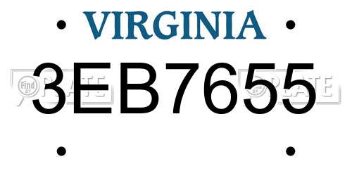 3EB7655 Virginia License Plate