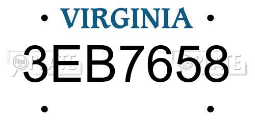 3EB7658 Virginia License Plate