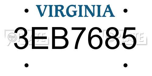3EB7685 Virginia License Plate
