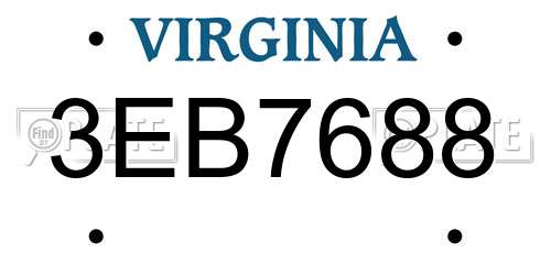 3EB7688 Virginia License Plate