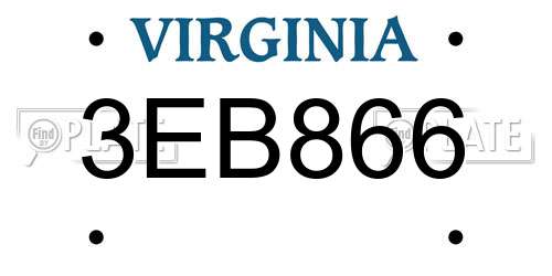 3EB866 Virginia License Plate