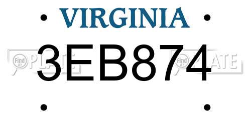 3EB874 Virginia License Plate