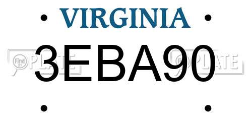 3EBA90 Virginia License Plate