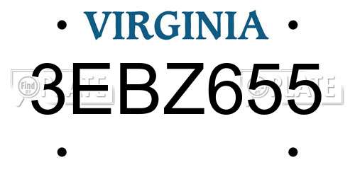 3EBZ655 Virginia License Plate