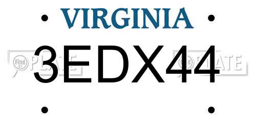 3EDX44 Virginia License Plate