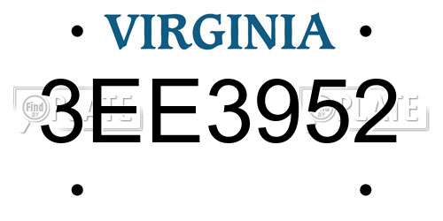 3EE3952 Virginia License Plate