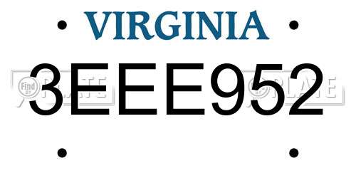 3EEE952 Virginia License Plate