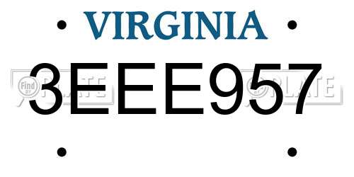 3EEE957 Virginia License Plate