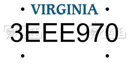 3EEE970 Virginia License Plate
