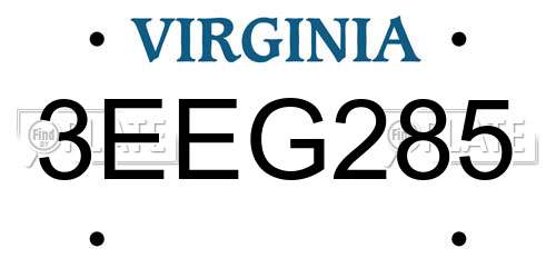 3EEG285 Virginia License Plate