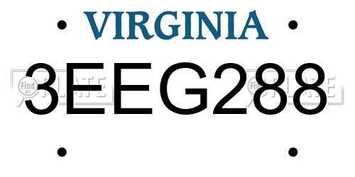 3EEG288 Virginia License Plate