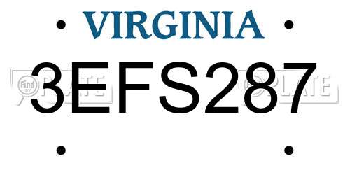 3EFS287 Virginia License Plate