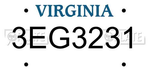3EG3231 Virginia License Plate