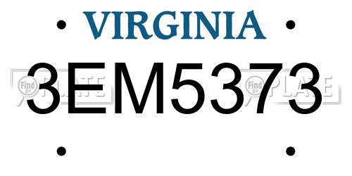 3EM5373 Virginia License Plate