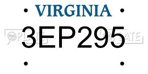 3EP295 Virginia License Plate