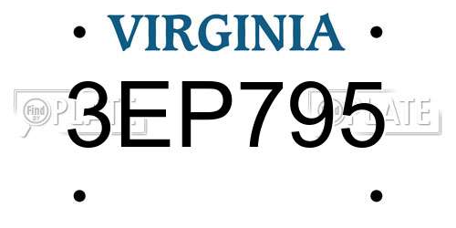 3EP795 Virginia License Plate