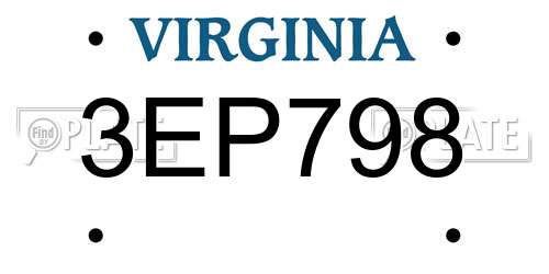 3EP798 Virginia License Plate