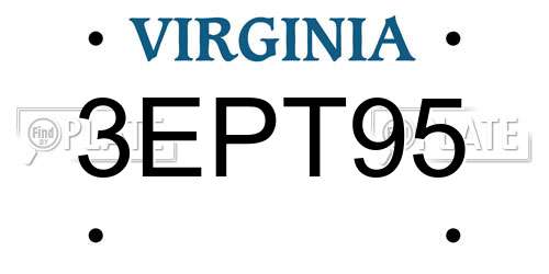 3EPT95 Virginia License Plate