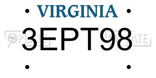 3EPT98 Virginia License Plate