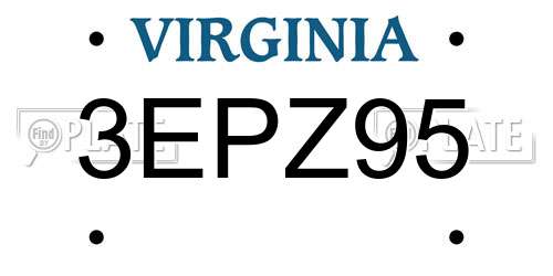 3EPZ95 Virginia License Plate
