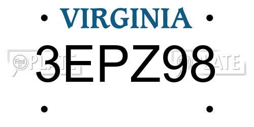 3EPZ98 Virginia License Plate