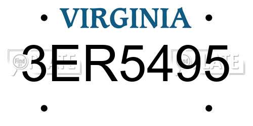 3ER5495 Virginia License Plate